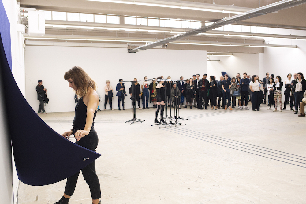 Naama Tsabar, Performance in “Transitions #4”. Kunsthaus Baselland. Photo: Carmen Wong Fisch